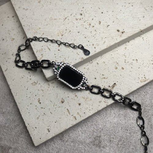 S925純銀鍍黑墨玉手鍊(現貨1)·JOJE·純銀飾品·純銀手鍊·純銀手環