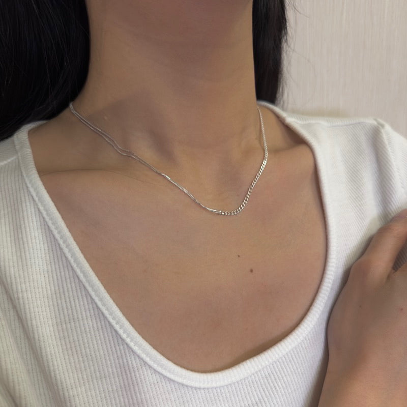 S925純銀交錯古巴項鍊(現貨)·JOJE·純銀項鍊·純銀飾品·古巴鏈
