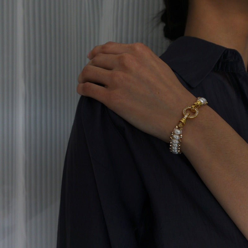 【手作設計】Aphrodite·天然淡水珍珠編織手鍊(現貨)·JOJE·珍珠飾品·手作飾品·珍珠手鍊