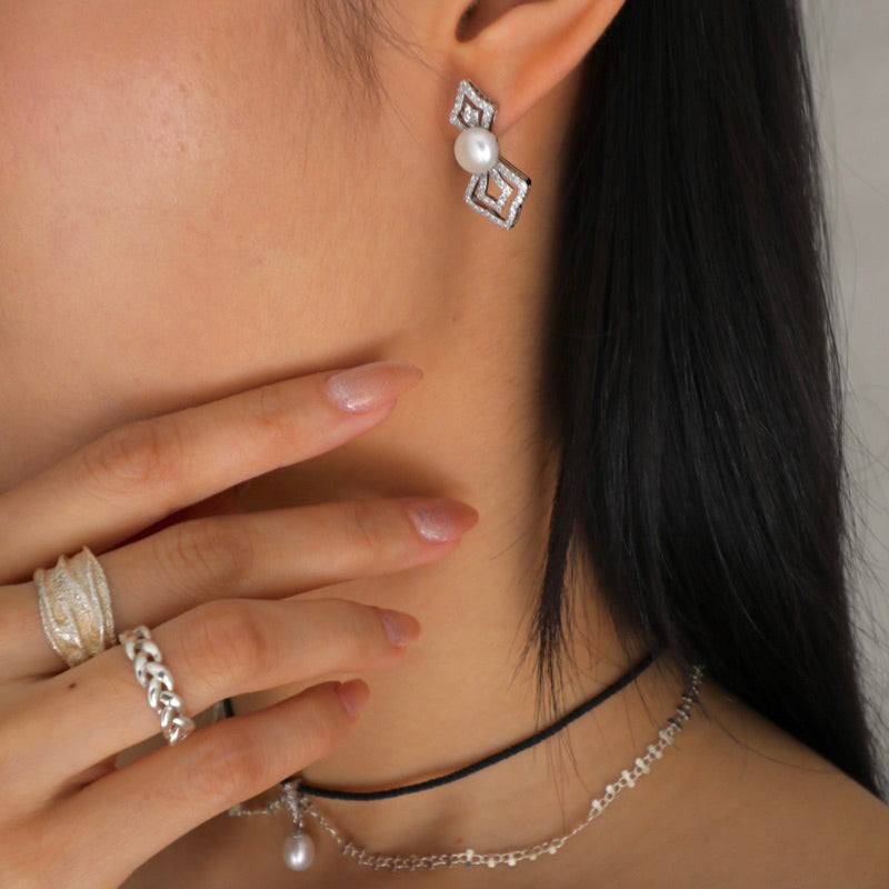Uncompromising Allure・S925純銀雙箭天然淡水珍珠耳環·(現貨)·JOJE·珍珠耳環·珍珠飾品
