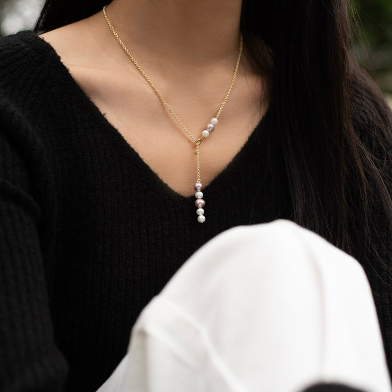 【手作設計】Sweet Pea · 交錯白紫珍珠項鍊(現貨)·JOJE·珍珠飾品·手作項鍊·客製項鍊