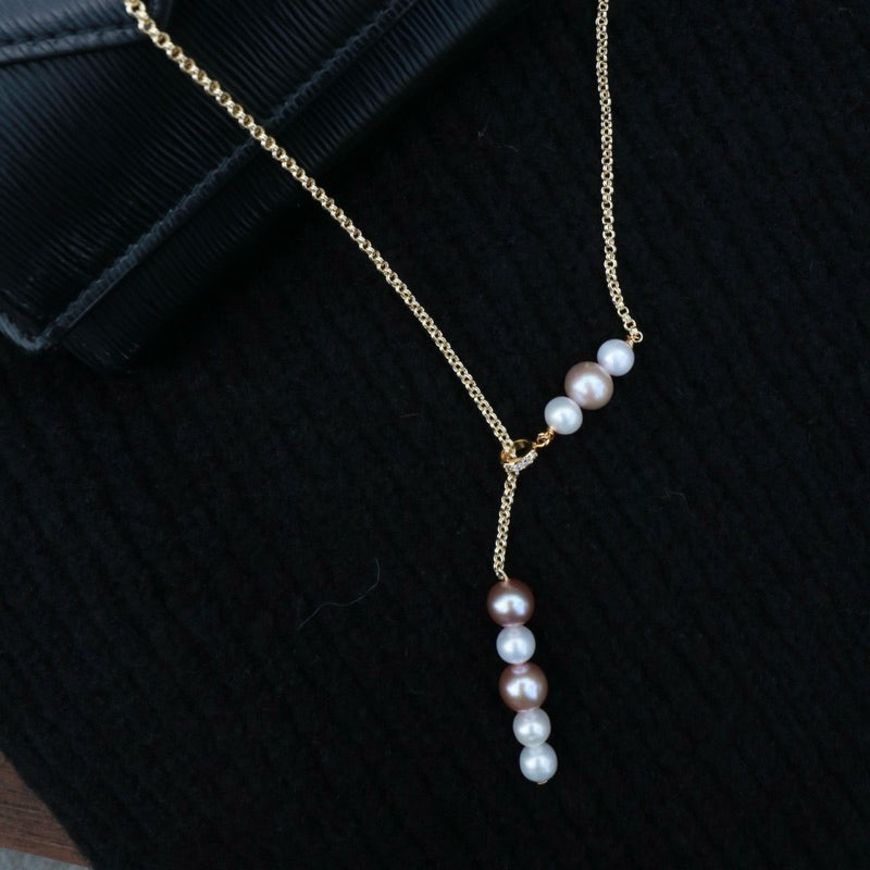 【手作設計】Sweet Pea · 交錯白紫珍珠項鍊(現貨)·JOJE·珍珠飾品·手作項鍊·客製項鍊