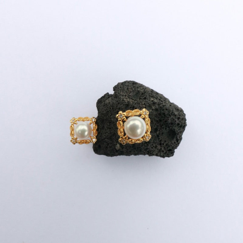 S925純銀雕花珍珠耳環(現貨)·JOJE·珍珠飾品