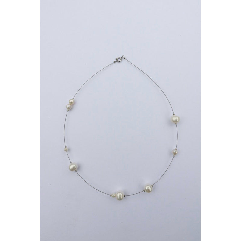 【手作設計】Pearly Snow · 錯落珍珠鋼絲線項鍊(現貨)·JOJE·珍珠飾品·手作項鍊·客製項鍊