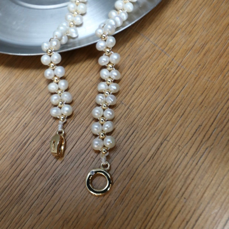 【手作設計】Daisy Dazzle·編織天然淡水珍珠項鍊(現貨)·JOJE·珍珠飾品·手作飾品·珍珠項鍊