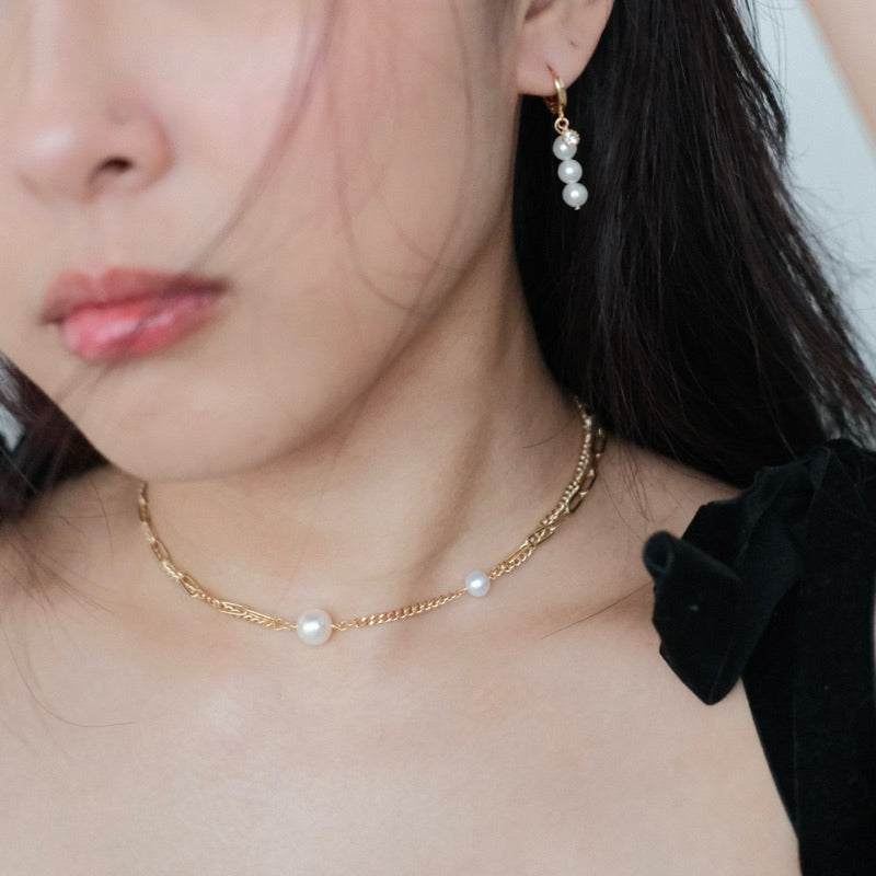 【手作設計】Debby ·小吊鑽堆疊天然珍珠耳環(可單買)(現貨)·JOJE·珍珠耳環·客製耳環