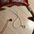 【手作設計】Love Struck · 金框愛心項鍊(現貨)·JOJE·珍珠飾品·手作項鍊·客製項鍊
