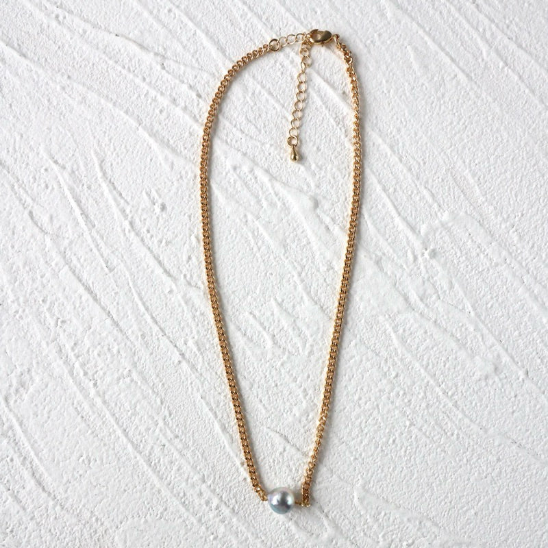 【手作設計】Blue Akoya necklace ·天然真多麻Akoya巴洛克項鍊(金/銀）(現貨)·JOJE