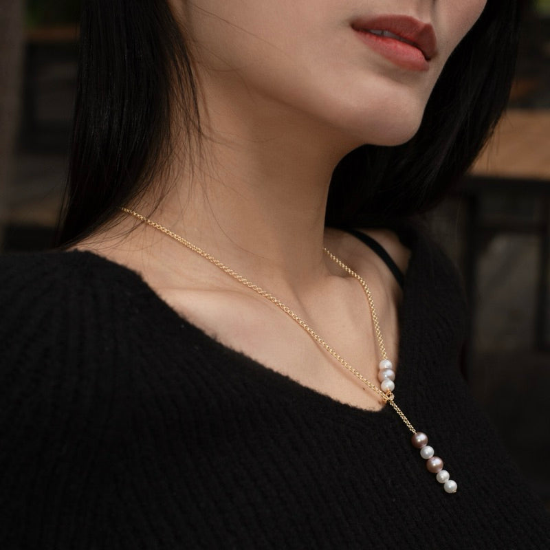 【手作設計】Sweet Pea · 交錯白紫珍珠項鍊(現貨)·JOJE·珍珠飾品·手作項鍊·客製項鍊