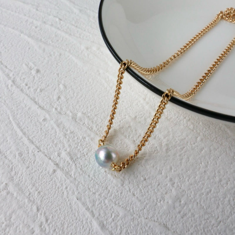 【手作設計】Blue Akoya necklace ·天然真多麻Akoya巴洛克項鍊(金/銀）(現貨)·JOJE