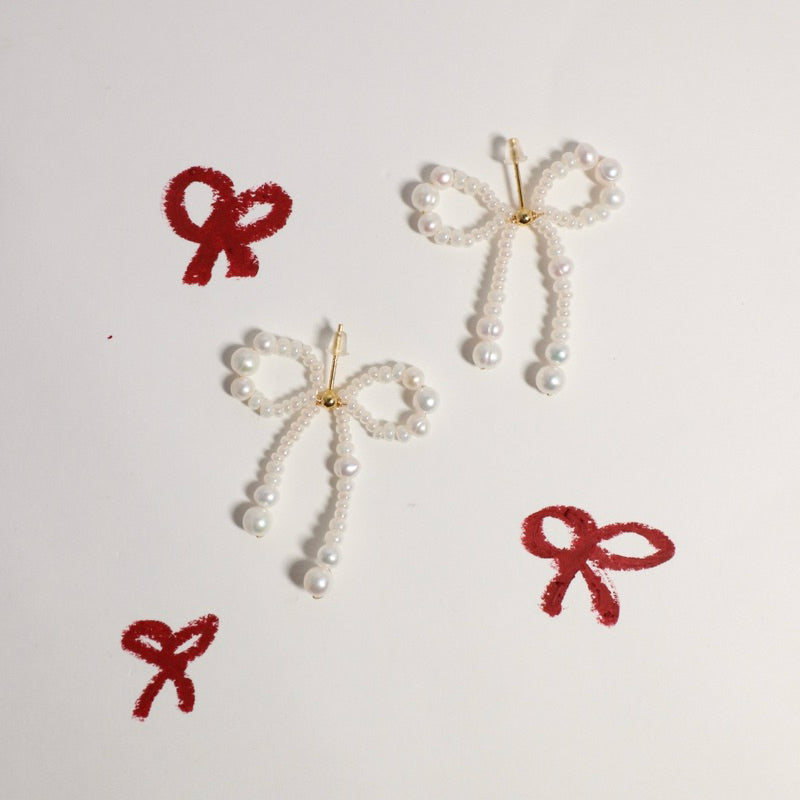 【手作設計】Bubble Ribbon ·天然珍珠泡泡蝴蝶結耳環(可單買)(現貨)·JOJE·珍珠耳環·客製耳環
