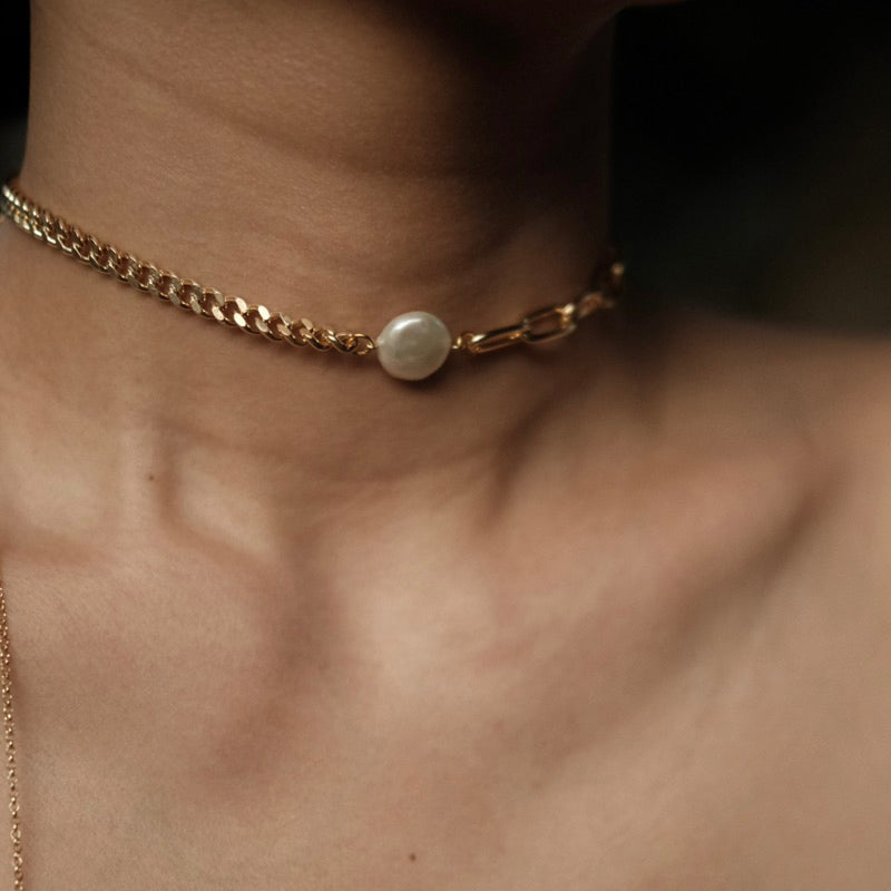 【手作設計】Glamour Drift·天然鈕扣珍珠頸鍊/choker·JOJE·珍珠飾品·手作飾品·珍珠項鍊