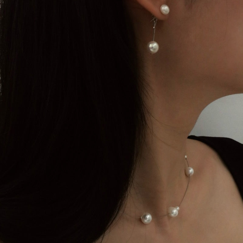 【手作設計】Pearly Snow · 錯落珍珠鋼絲線項鍊(現貨)·JOJE·珍珠飾品·手作項鍊·客製項鍊