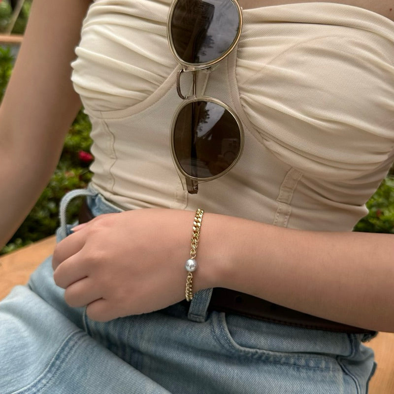 【手作設計】Blue Akoya bracelet ·天然真多麻巴洛克古巴手鍊(金/銀)(現貨)·JOJE·珍珠手鍊