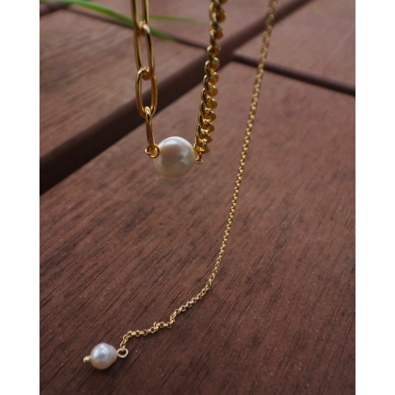 【手作設計】Glamour Drift·天然鈕扣珍珠頸鍊/choker·JOJE·珍珠飾品·手作飾品·珍珠項鍊