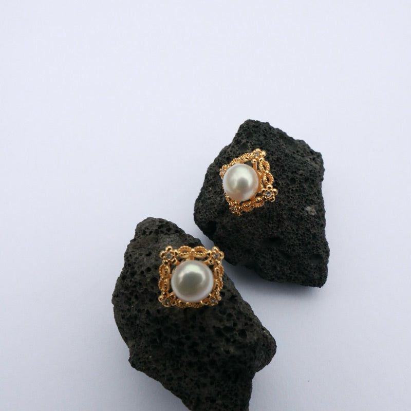 S925純銀雕花珍珠耳環(現貨)·JOJE·珍珠飾品
