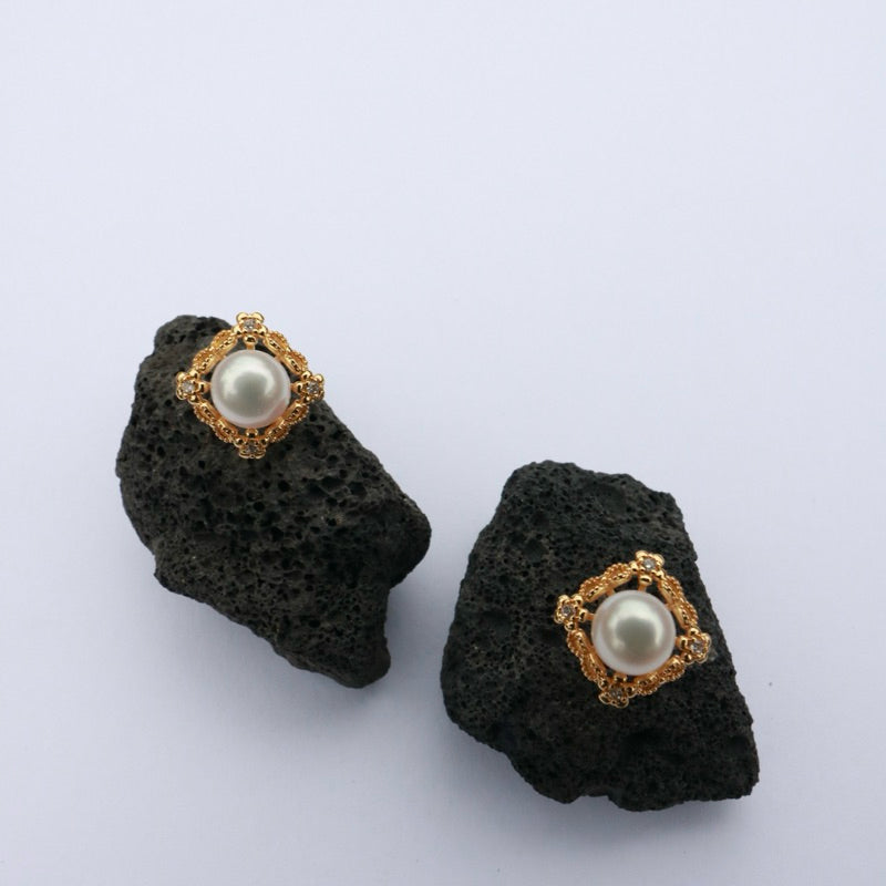 S925純銀雕花珍珠耳環(現貨)·JOJE·珍珠飾品
