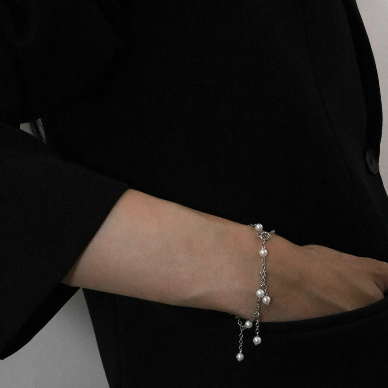 【手作設計/一鍊多戴】Swinging Pearl · 晃動珍珠手鍊(金/銀)(現貨)·JOJE·珍珠飾品·客製手鍊