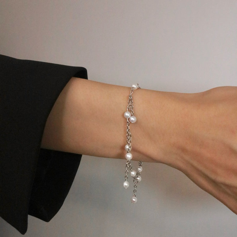 【手作設計/一鍊多戴】Swinging Pearl · 晃動珍珠手鍊(金/銀)(現貨)·JOJE·珍珠飾品·客製手鍊