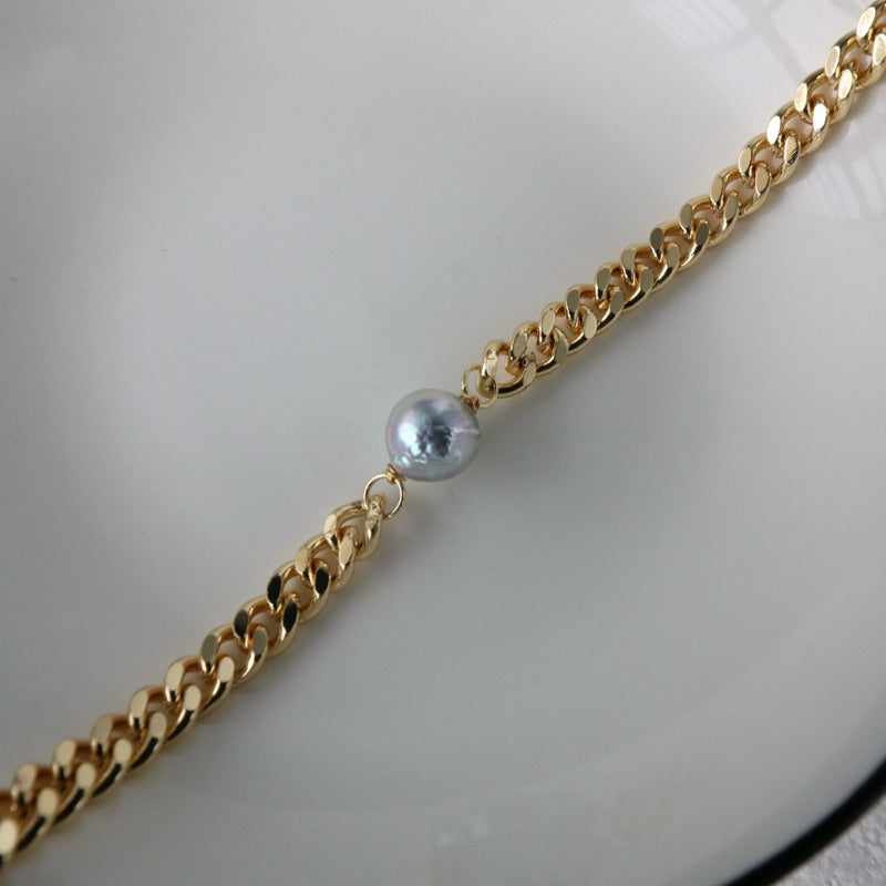 【手作設計】Blue Akoya bracelet ·天然真多麻巴洛克古巴手鍊(金/銀)(現貨)·JOJE·珍珠手鍊