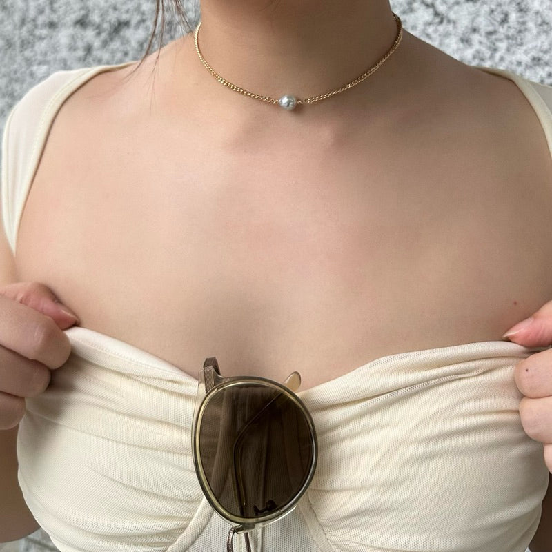 【手作設計】Blue Akoya necklace ·天然真多麻Akoya巴洛克項鍊(金/銀）(現貨)·JOJE