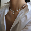 【手作設計】Neckline Grace·鎖骨水滴珍珠項鍊(金/銀)(現貨)·JOJE·珍珠飾品·手作飾品·天然珍珠