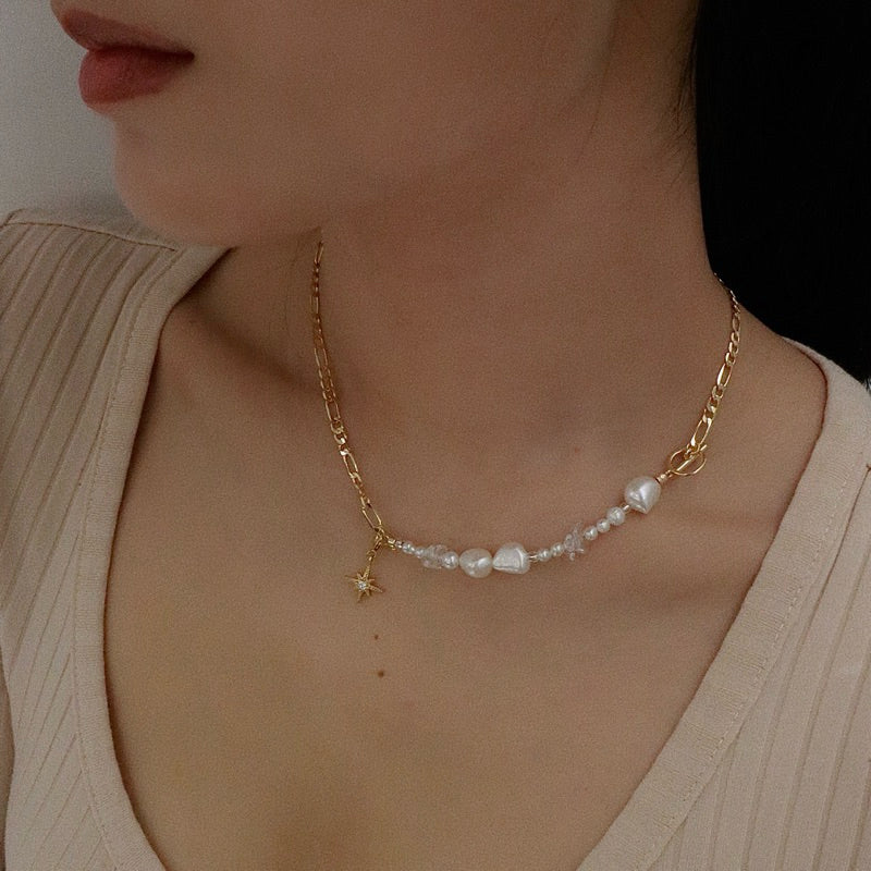 【手作設計】Crystal Luminescence · OT扣白水晶珍珠項鍊(現貨)·JOJE·手作項鍊·客製項鍊