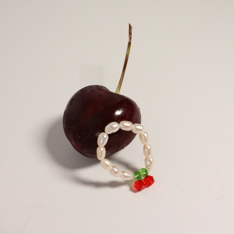 【手作設計】Cherrydrop ·櫻桃天然珍珠戒指(現貨)·JOJE·手作戒指·客製戒指