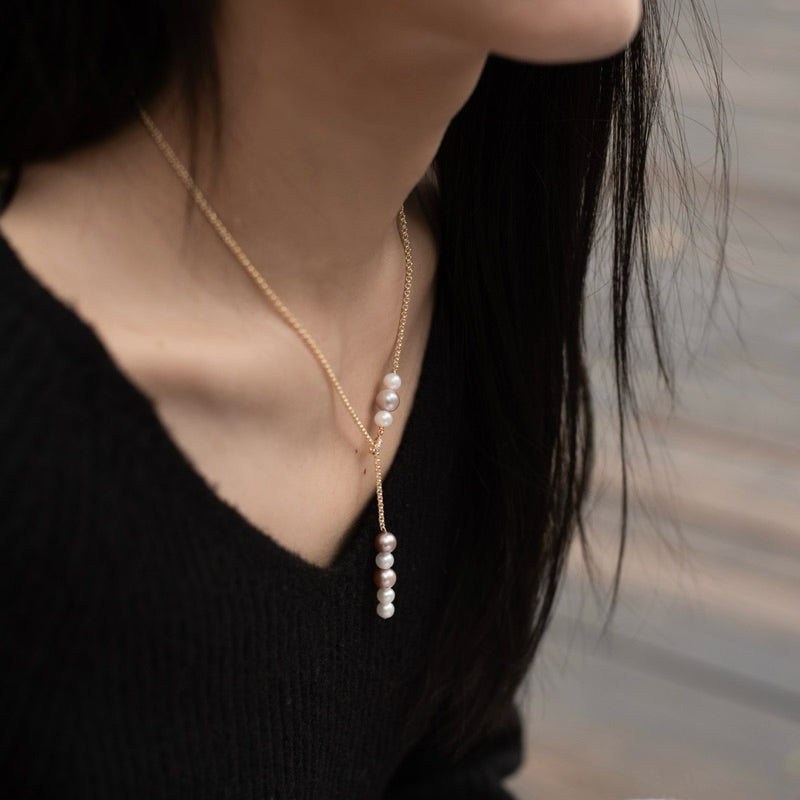 【手作設計】Sweet Pea · 交錯白紫珍珠項鍊(現貨)·JOJE·珍珠飾品·手作項鍊·客製項鍊