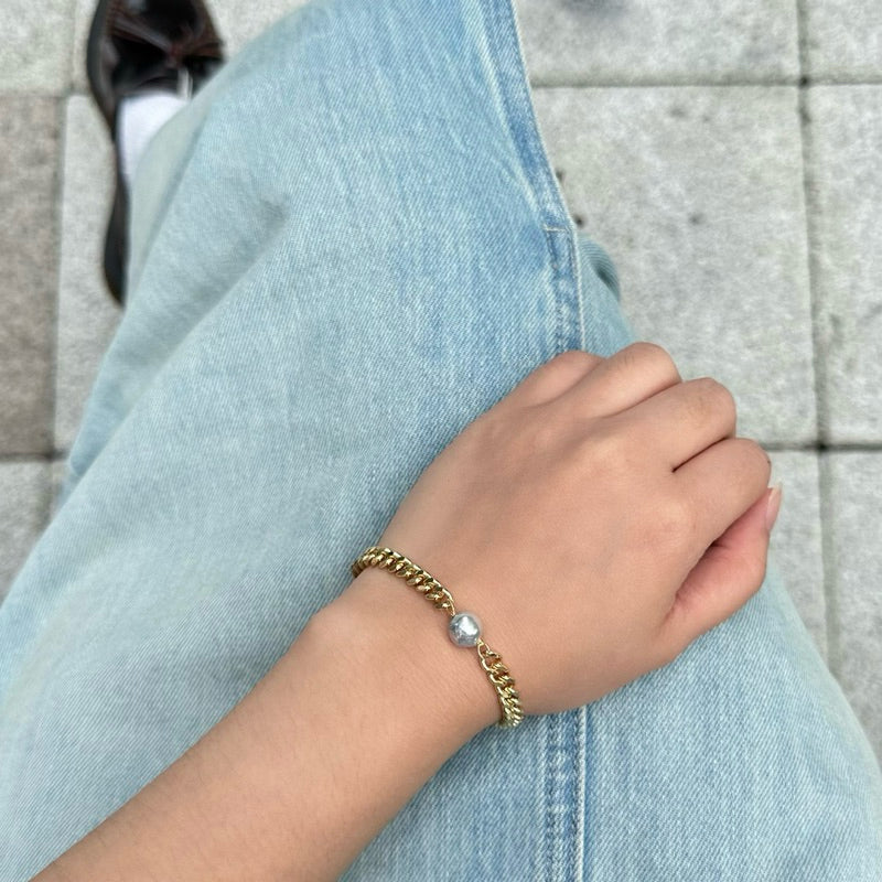 【手作設計】Blue Akoya bracelet ·天然真多麻巴洛克古巴手鍊(金/銀)(現貨)·JOJE·珍珠手鍊