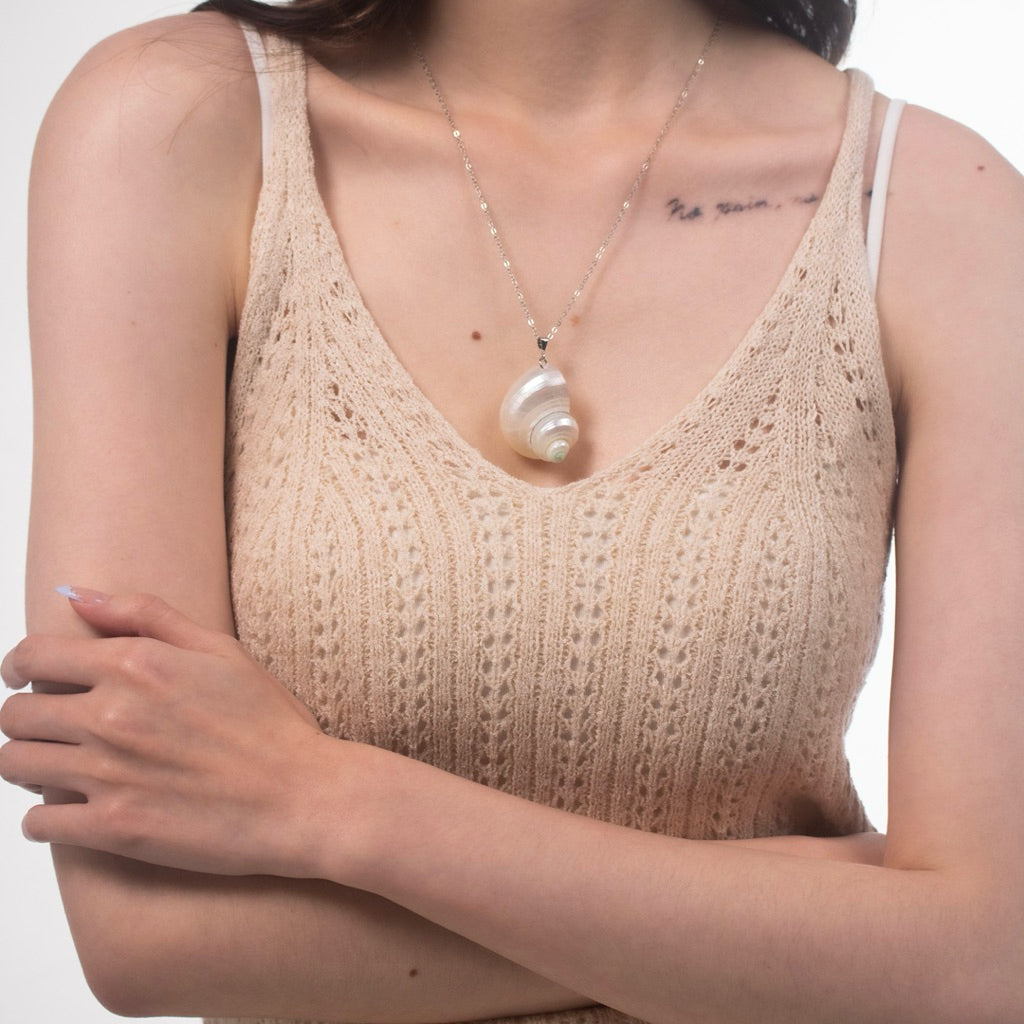 【手作設計】Swirl Drift ·天然螺旋狀貝殼長項鍊(金/銀)(現貨)·JOJE·手作項鍊·客製項鍊